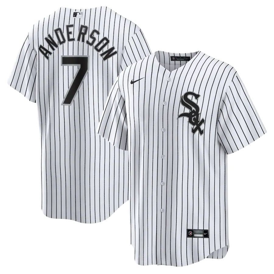 Men Chicago White Sox #7 Tim Anderson Nike White Black Home Replica Player MLB Jersey